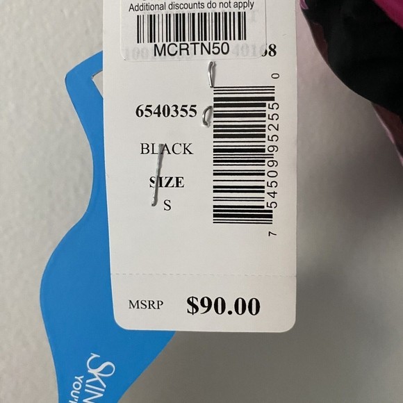 5/$25 Skinny Dippers Black Mowie Peppermint Bikini Swim Top Size Small NWT - Picture 6 of 9